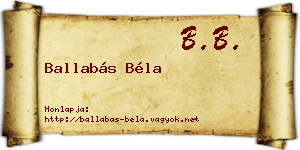 Ballabás Béla névjegykártya