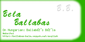 bela ballabas business card